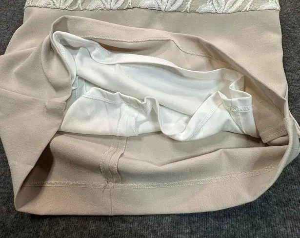 Sandra Darren Dress Womens 6P Neutral Colorblock Embroidered Sleeveless Sheath