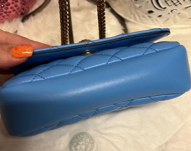 Versace  Quilted Lamb Leather Blue Small Shoulder Bag​