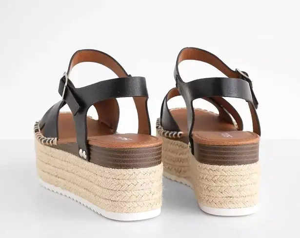 Soda Black wrapped Jute Flatform Sandal 