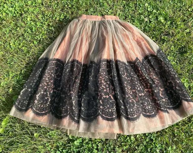 Vintage Black Lace Gray Sheer Nude Full Skirt from Modern Jr. Size undefined