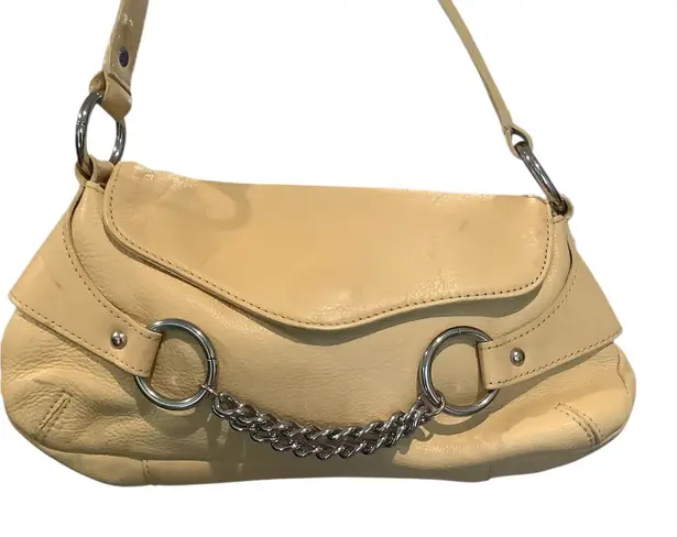 Kate Landry Tan Leather Shoulder Bag with Silver Chain Accents