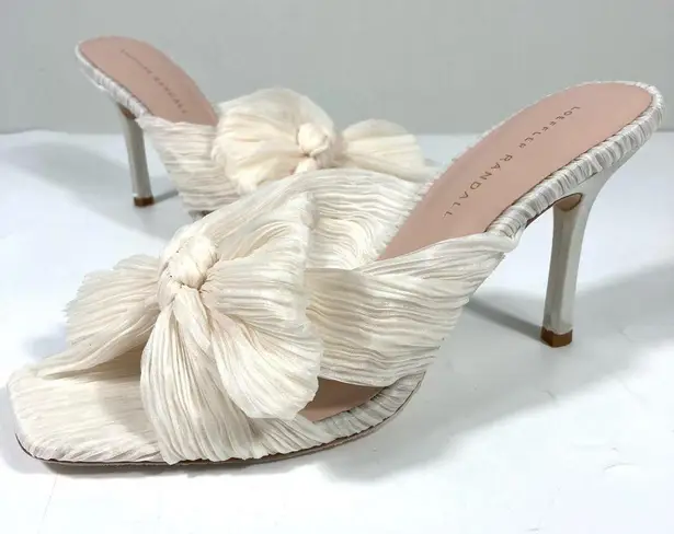 Loeffler Randall Claudia Top Knot Bow Heel Mule Sandals Pearl 9.5 NEW