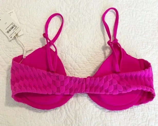 Good American  Pink Jacquard BikiniTop Demi Cup Size 3 Large L NWT