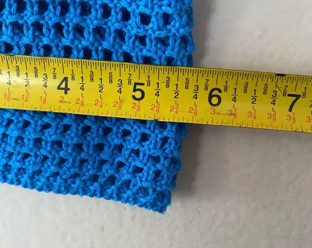 Crochet Colorblock Y2K Cropped Open Knit Sweater Bright Vibrant Top Size Large White