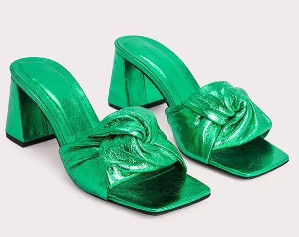 NIB BY FAR Lamar Metallic Mule in Clover Green Size 8