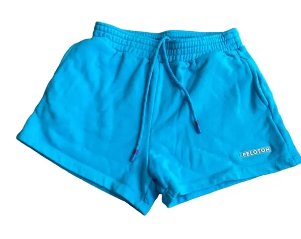 Peloton Women’s Size M Activewear Sweat Shorts Bright Turquoise Blue High Rise