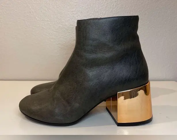 MM6 Maison Martin Margiela Women’s Gray Ankle Block Gold Heel Boots Size 6.5(37)