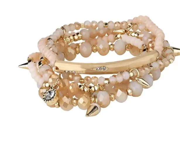 Park Lane Crème Layered Bracelet Matte Gold Accents with Sparkling Crystals New