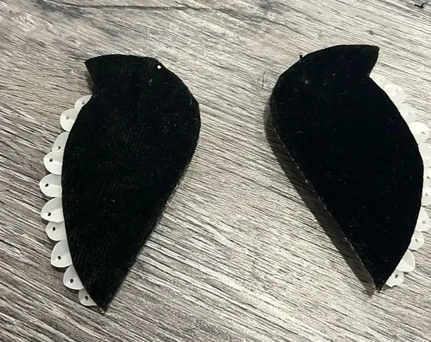 Angel wing statement earrings sequins beaded felt