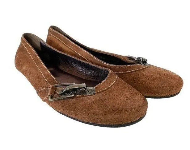 Barbara Bui BUI  Brown Suede Leather Buckle Accent Ballet Flats thumbnail 1