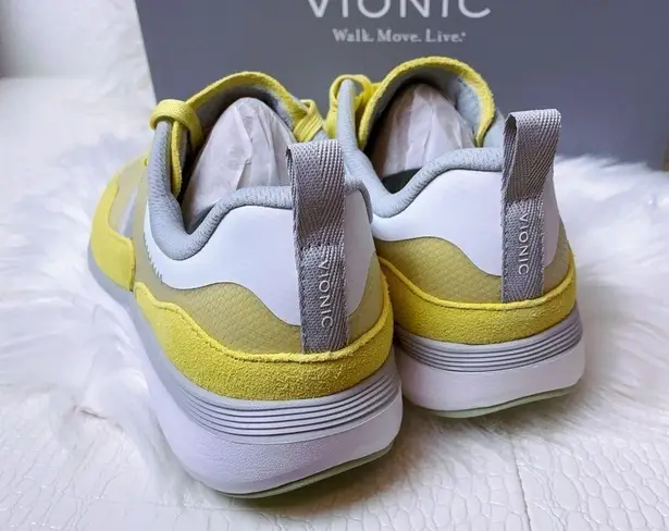 Vionic Ayse Womens Suede Trim Lace Up Athletic Running Shoes in Yellow Size 6