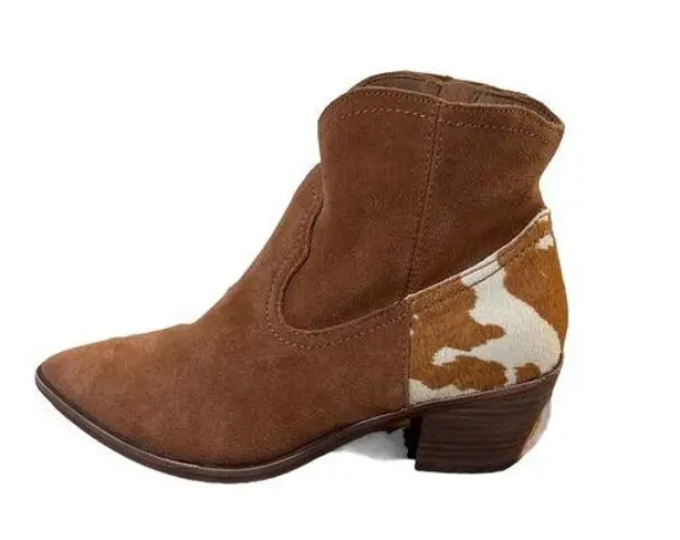 Dolce Vita Senica Suede Western Ankle Boot Bootie Cow Hair Women's Size 9 Brown