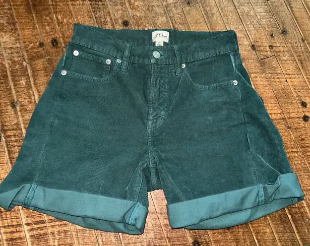 J Crew green corduroy embroidered mushrooms 25 shorts Black