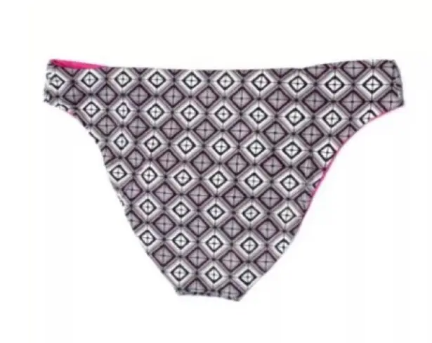 La Perla NWT  Studio Geometric Pink Gray Reversible Bikini Swim Bottom- 8/ EU 42