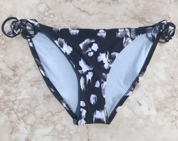 Topshop Gray and White Floral Printed  Side Tie Bikini Swim Bottoms