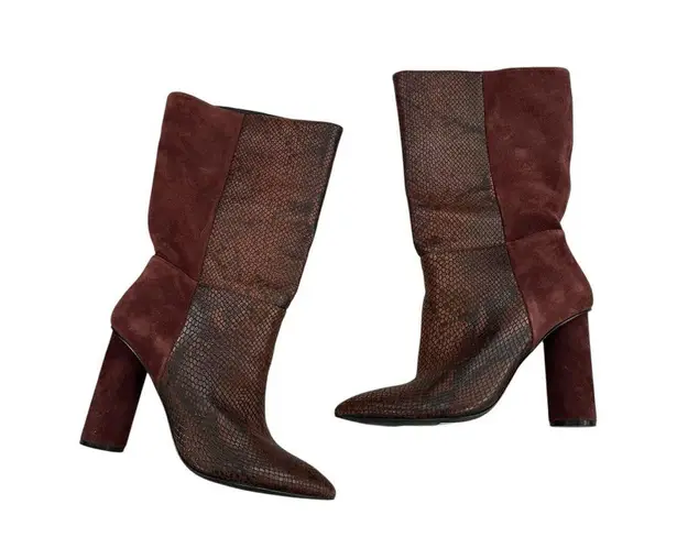 42 Gold NEW Kolby suede snake skin boots Brown Size 9.5