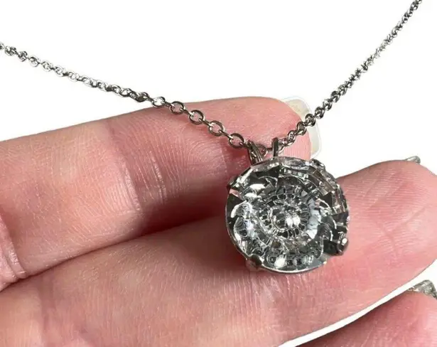 Swarovski Large Clear Round Crystal Pendant On Silver Chain Necklace