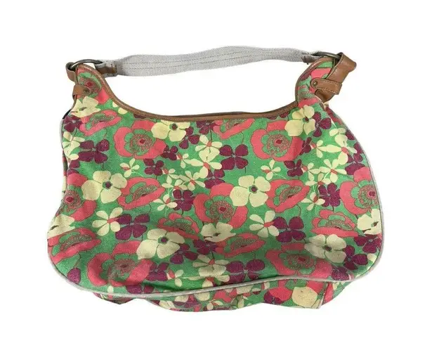 Levi's Levi’s Green Floral 70s Inspired Retro Groovy Bright Color Top Handle Bag Purse