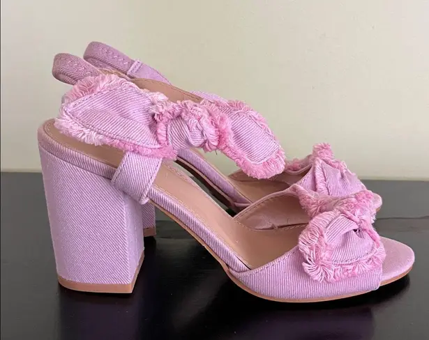 Yoki brand light pink denim Block Heel Sandals