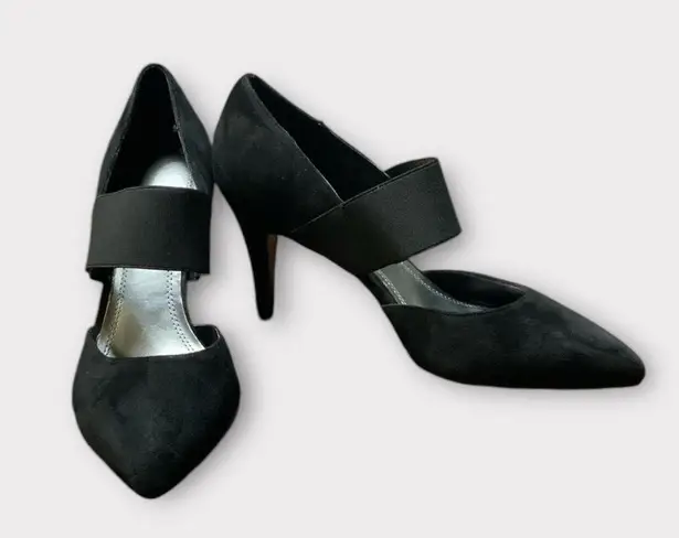Impo Women’s Stretch Black Suede Kitten Heel Shoes Size 8 Pointed Toe