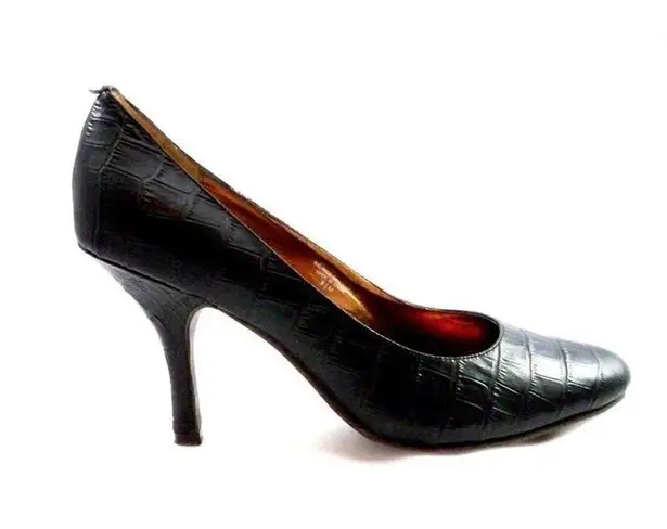Womens Fitzwell Classic Leather Stiletto Pumps Alligator Look 8.5 M Black