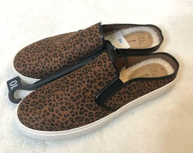 Time And Tru Women’s Leopard Print Casual Twin Gore Mule Slip on Shoes Size 10