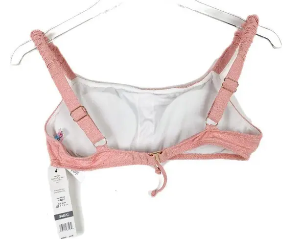 NWT Sundazed Ledia Metallic Shirred Bikini Top Rosegold Pink Size 34B/C Cup NEW
