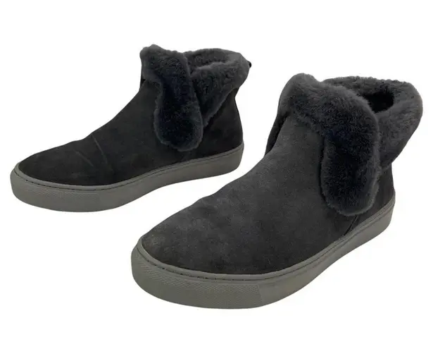 COUGAR Womens Duffy Faux Fur Trim Waterproof Gray Suede Ankle Sneakers Bootie 7