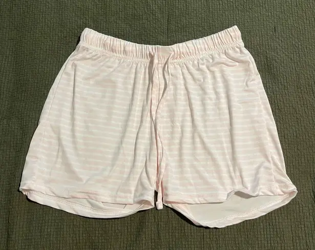 Striped white and pink sleep shorts