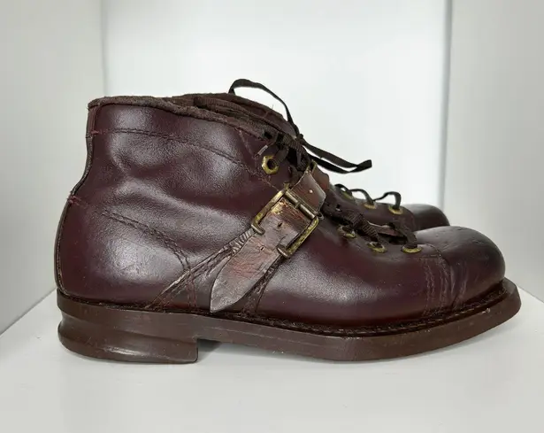 Vintage Leather Ski Boots Womens Size 6 Antique Collectible Winter Outdoor Aspen Brown
