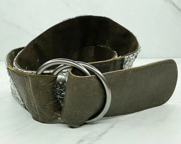 Old Navy  Wide Sequin D Ring Belt with Genuine Leather Trim Size Small S