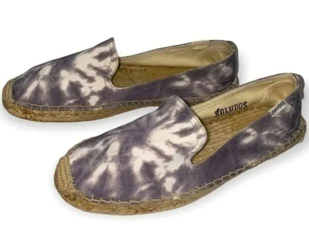 Soludos Women’s Size 8 Gray & White Tie Dye Canvas Slip On Espadrilles
