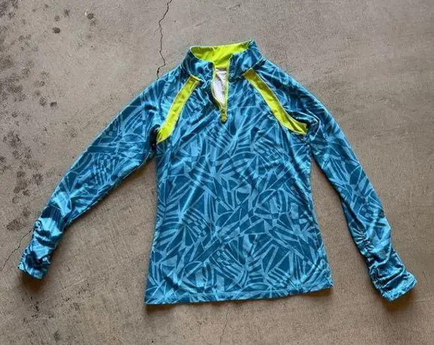 Ideology / Women's Athletic Zip Jacket / Teal - Chartreuse / size small