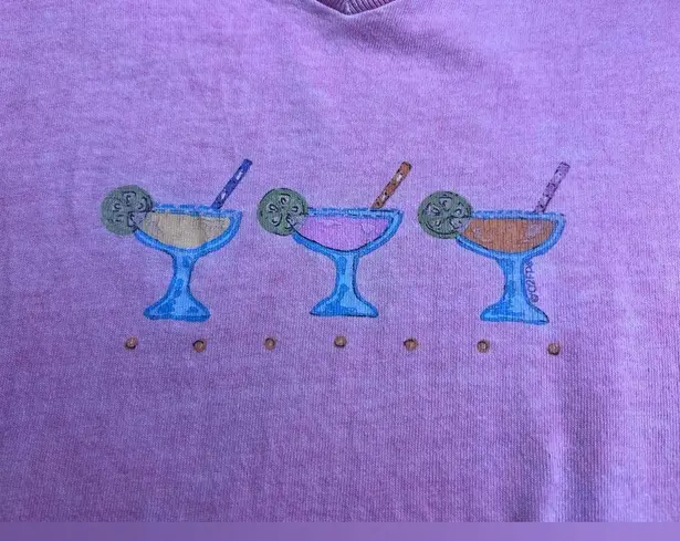 Fresh Produce V-Neck Short Sleeve Pink Martini Print Adult Casual T-Shirt|Sz:XL