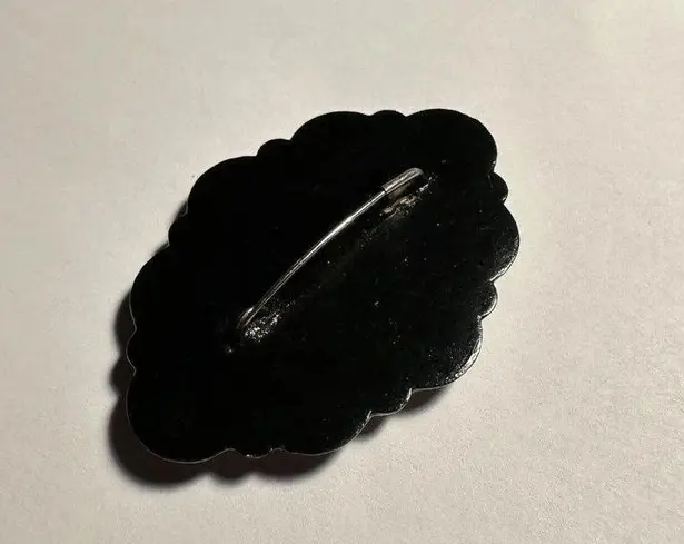 Vintage Hand Painted Wood Santa Sledding In Sled Christmas Holiday Brooch Pin Black