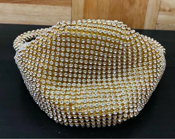 Sparkly Gold Rhinestone Mini Triangle Evening Wristlet Mini Bag