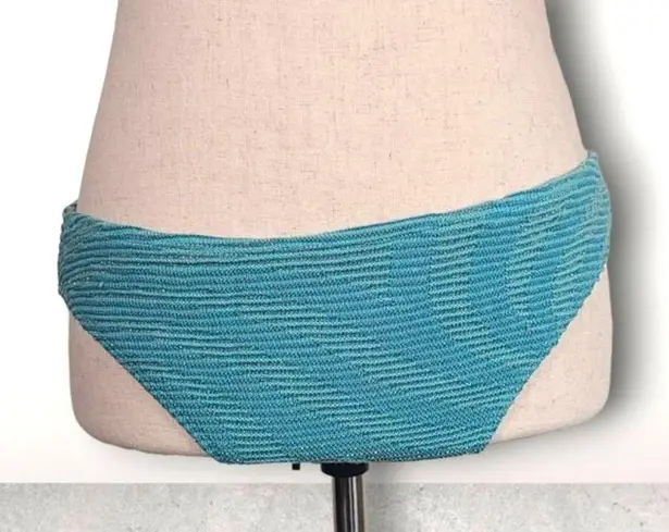 NWT Cecilia Prado Blue Aqua Silver Foil Cotton Blend Bikini Bottoms Size Large