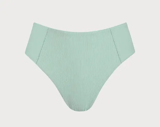 BERLOOK Cyan Ribbed Seam Full Coverage Bikini Bottom ONLY 21 Blue Size XS