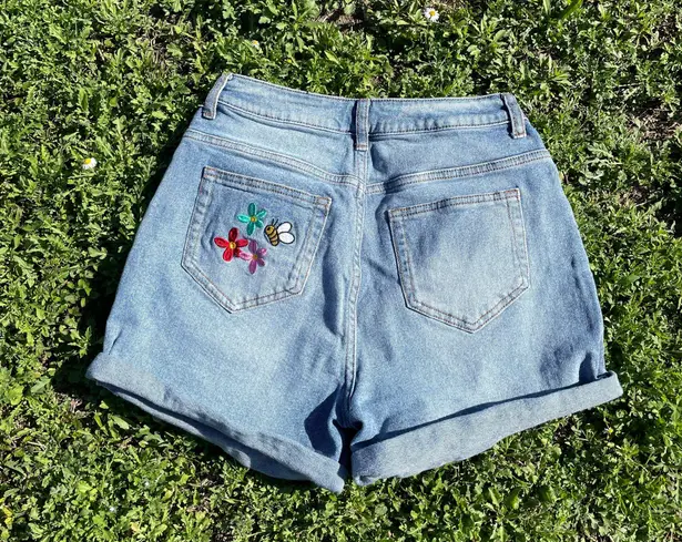 Disney embroidered Winnie the Pooh denim high waist shorts