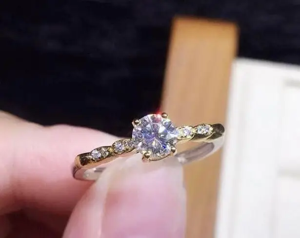 18K Gold Plated Adjustable CZ Diamond Ring for Women