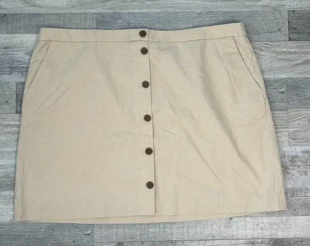 J.Crew  NWT Beige Button Front Skirt Linen Blend F6 - Image 1