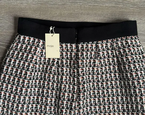 Maje NEW Jivi contrast-trim tweed mini skirt 34