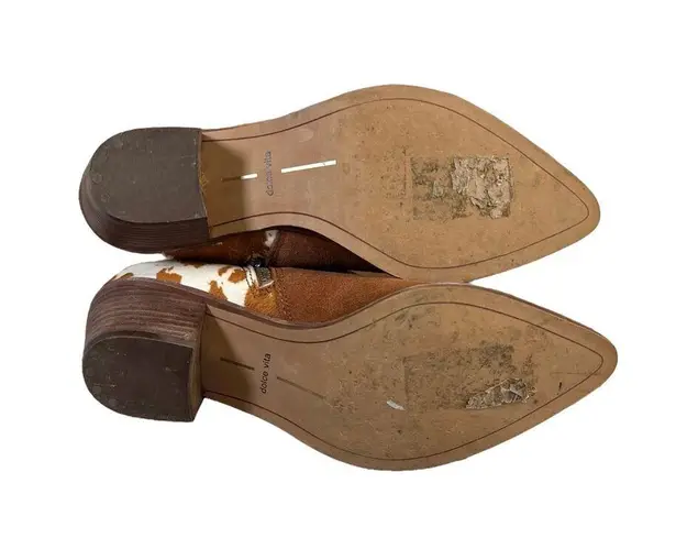 Dolce Vita Senica Suede Western Ankle Boot Bootie Cow Hair Women's Size 9 Brown