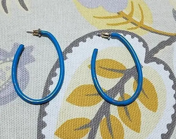 Vintage Blue  Hoop Earrings