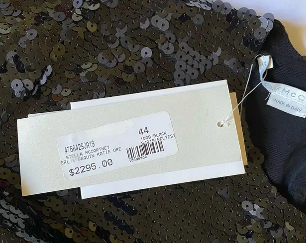 Stella McCartney black sequined long-sleeve fully-lined form-fitting dress