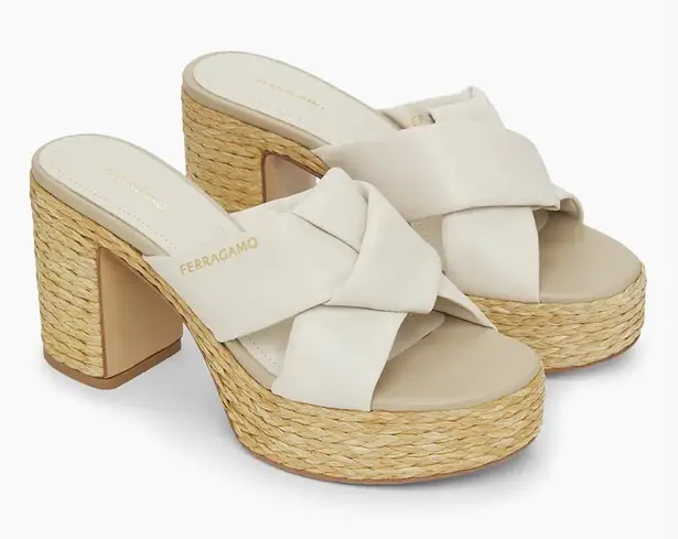 Salvatore Ferragamo Douglas 85 Platform Espadrille Block Heel Mule Sandals 7.5 - Image 1