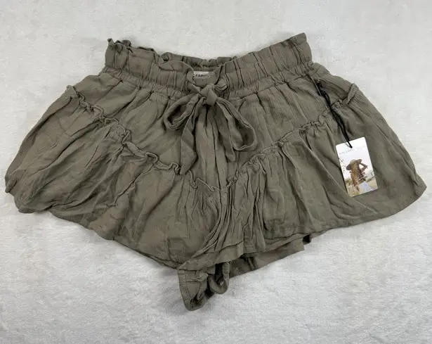 Sincerely Jules Ruffle Shorts Drawstring Waist Casual Green Size XS/S