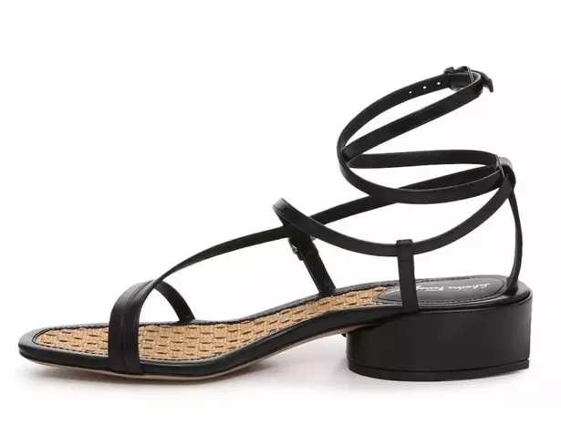 Salvatore Ferragamo EGADI 85mm STRAPPY BLOCK HEEL LEATHER SANDALS SIZE US 9.5