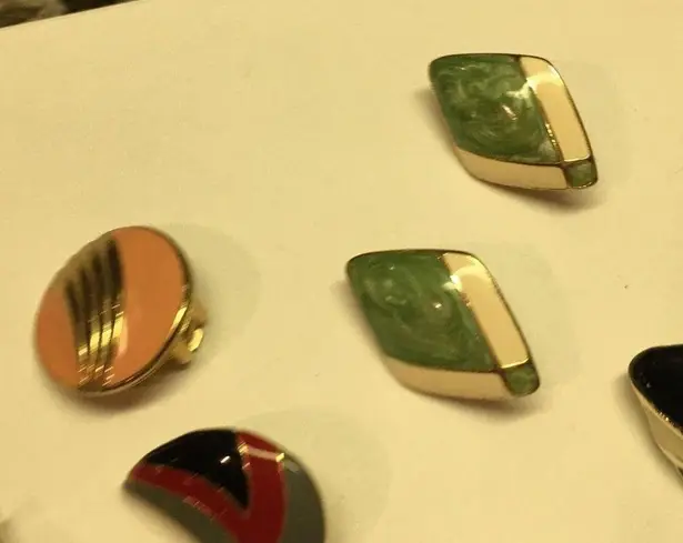 Lot Of 5 Enamel Costume Earrings Vintage