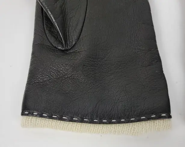 Ann Taylor Vtg  Womens Gloves S Black Sheepskin Cashmere Wool Blend Lining Soft